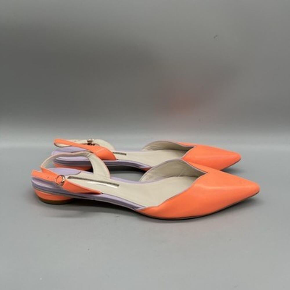 Sophia Webster Shoes Womens 9 Orange Leather Slingback Flats Pointed Toe Casual